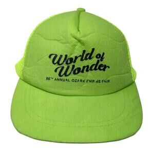 World Of Wonder Snapback Trucker Hat Green One Size Adjustable Mesh Back Prime